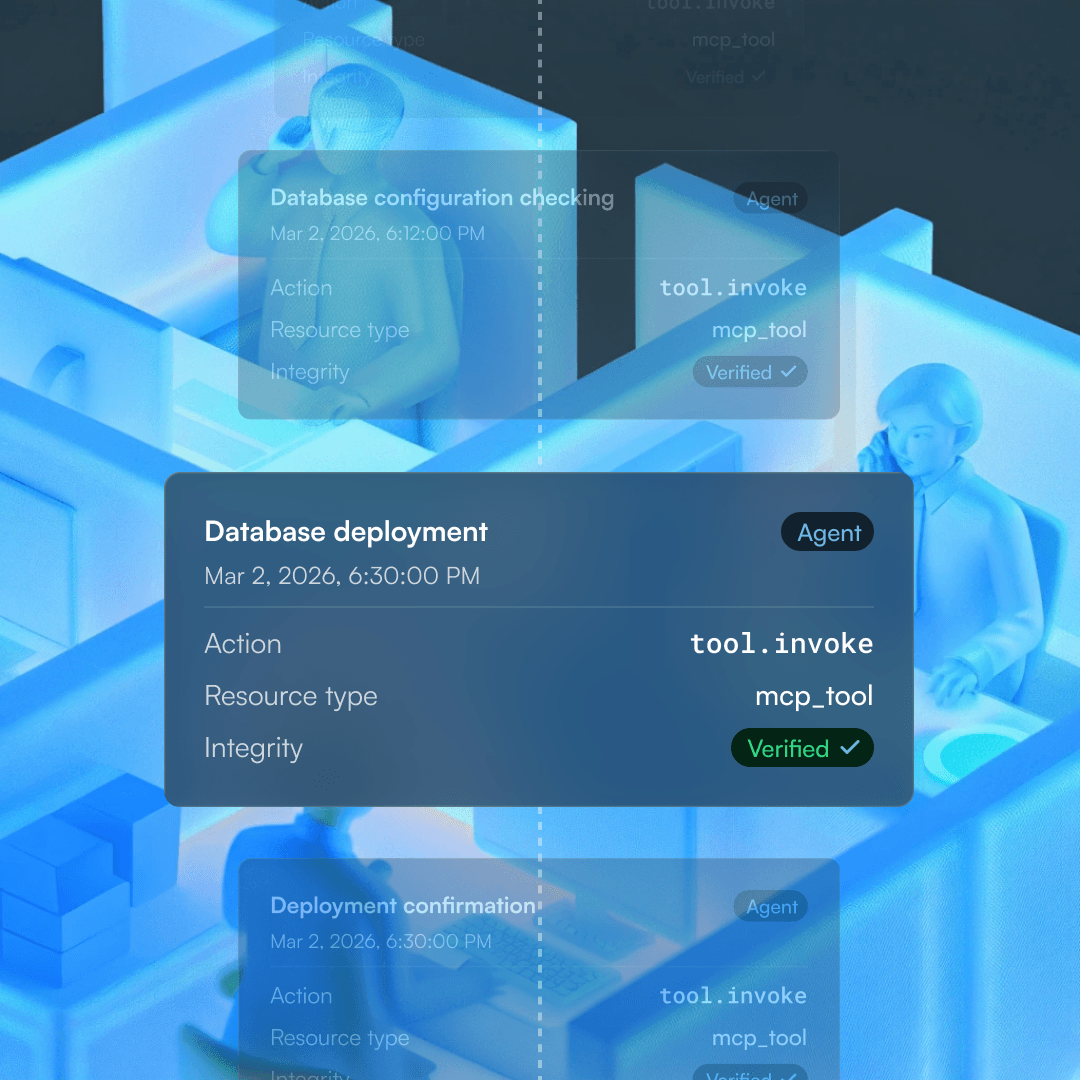 Timeline of agent-attributed deployment actions, each verified for integrity